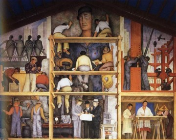ディエゴ・リベラ Painting - 都市の建設を示すフレスコ画の制作 1931 年 ディエゴ・リベラ